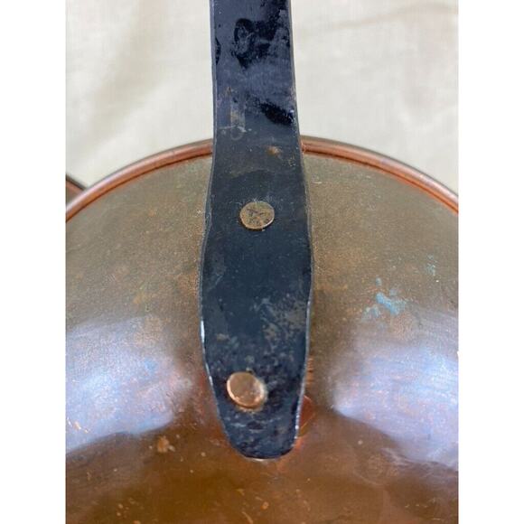 Set of 2 Copper Sauce Pots Ladles with Long Forged Iron Handles - Picture 5 of 9